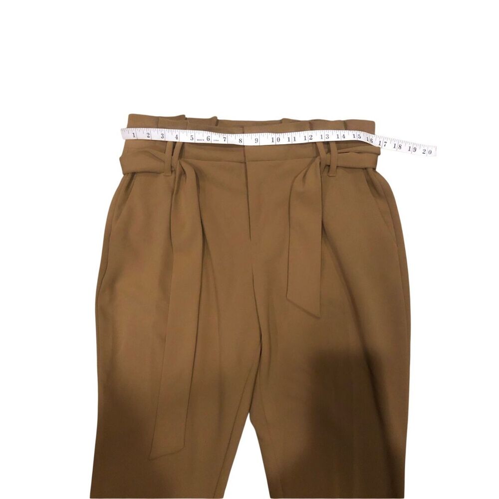 INC International Concepts camel color high waist paper bag self tie belt size 8 - Picture 8 of 13